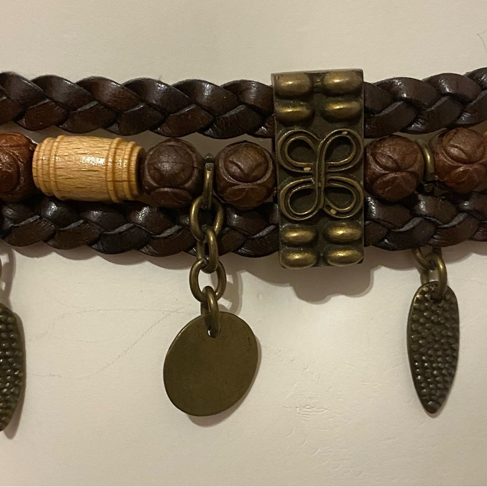 Elegant Brown Braided Belt with Charms - Picture 3 of 6